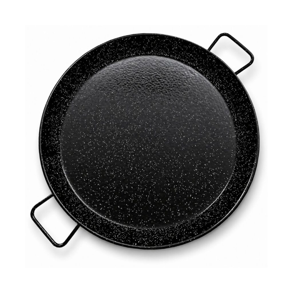 Emaille paellapan 46 cm voor 3 tot 4 personen – zwarte paella pan met duurzame emaille coating en handgrepen