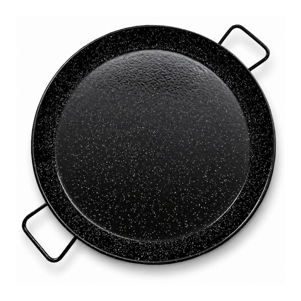 Emaille paellapan 50 cm voor 4 tot 6 personen – zwarte paella pan met duurzame emaille coating en handgrepen