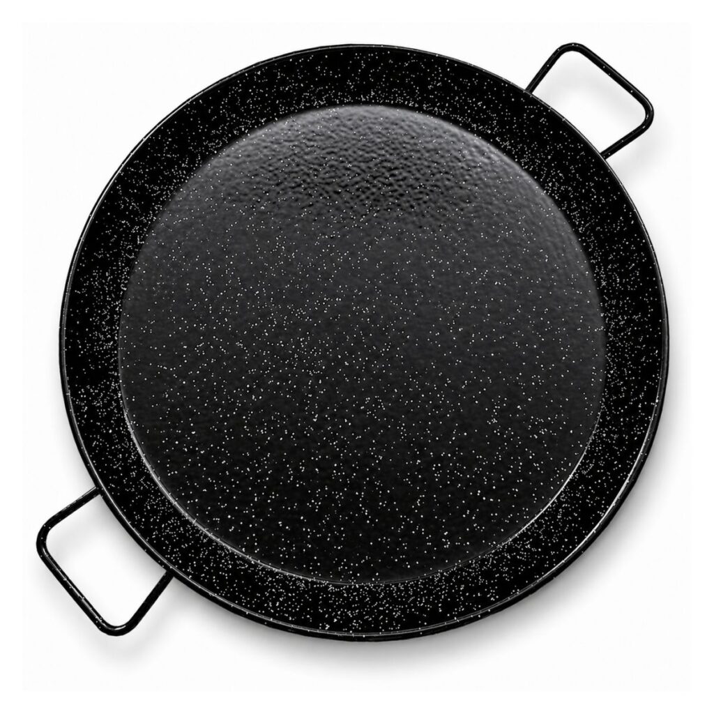 Emaille paellapan 55 cm voor 6 tot 8 personen – zwarte paella pan met duurzame emaille coating en handgrepen