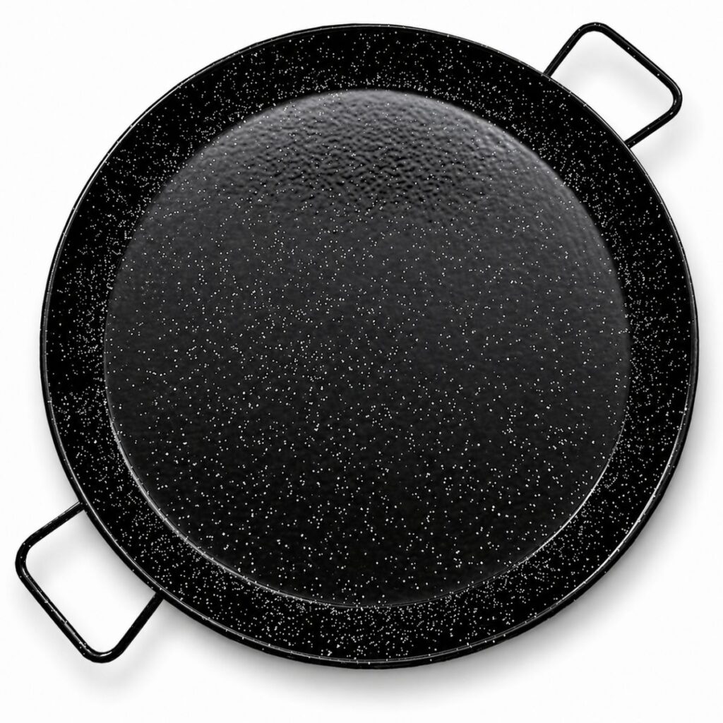 Emaille paellapan 60 cm voor 8 tot 10 personen – zwarte paella pan met duurzame emaille coating en handgrepen